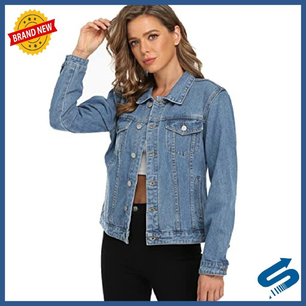 Classic Denim Jacket Button Down Long Sleeve Vintage Fit - Picture 2 of 8